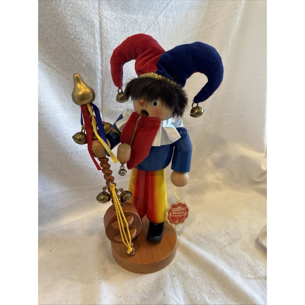 VTG Steinbach 12" Jester Nutcracker w/ Staff Handmade Germany Original Tag